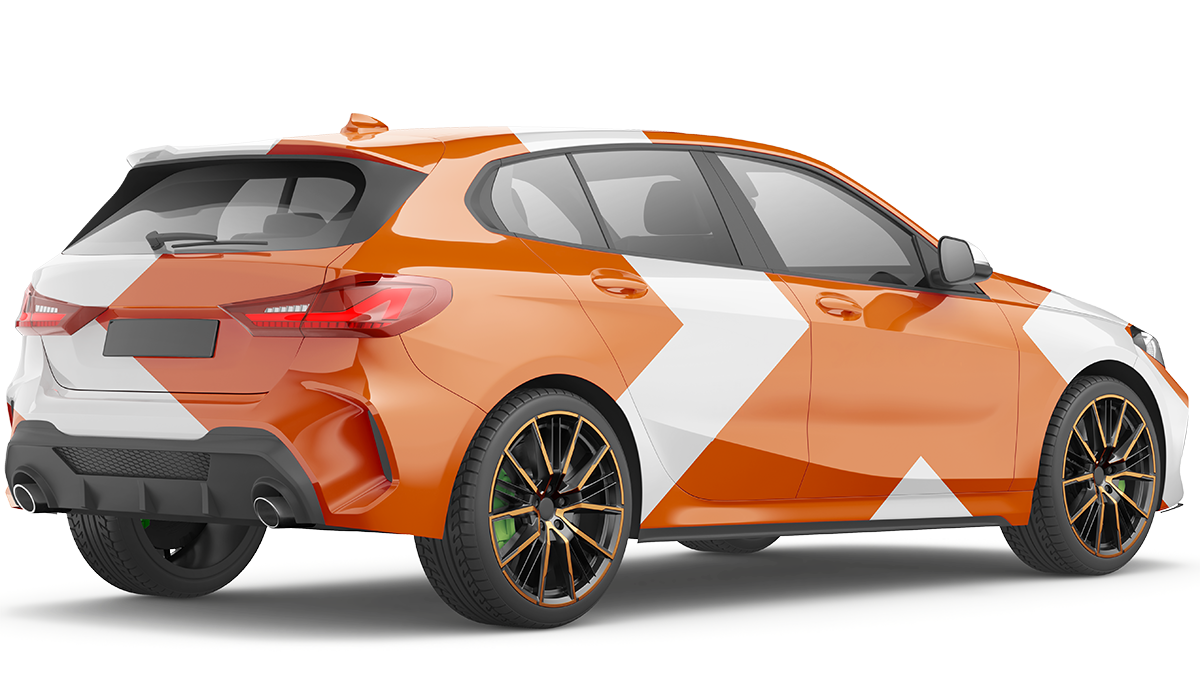 Freigestellter BMW 220i in schräger Rückansicht